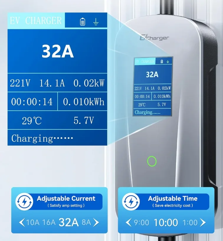 დამტენი ECO-GENIX J1772  32 ამპერ