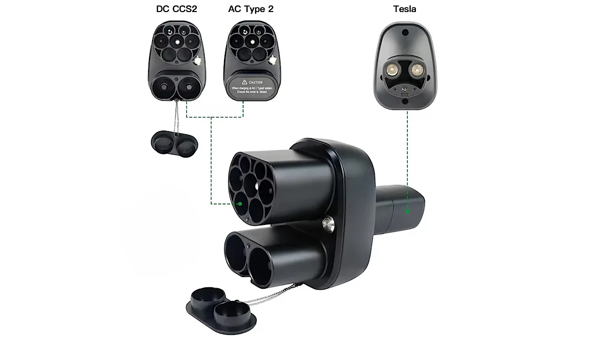 Tesla CCS2 + Type 2 - NACS ადაპტორი (კომბინირებული სწრაფი დამტენი)